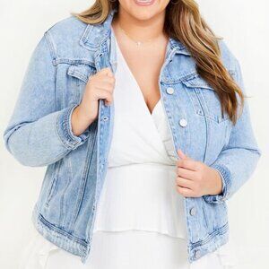 Altar'd State | Ms. Cello | Ansel Light Distressed Denim Jacket | 1X Plus